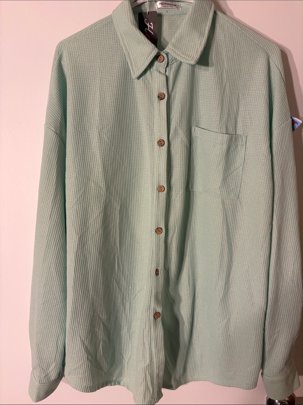 HOTOUCH Women's Light Mint Green Button-Down Shirt